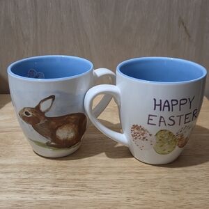 Easter Bunny Ceramic Mug with Blue Interior